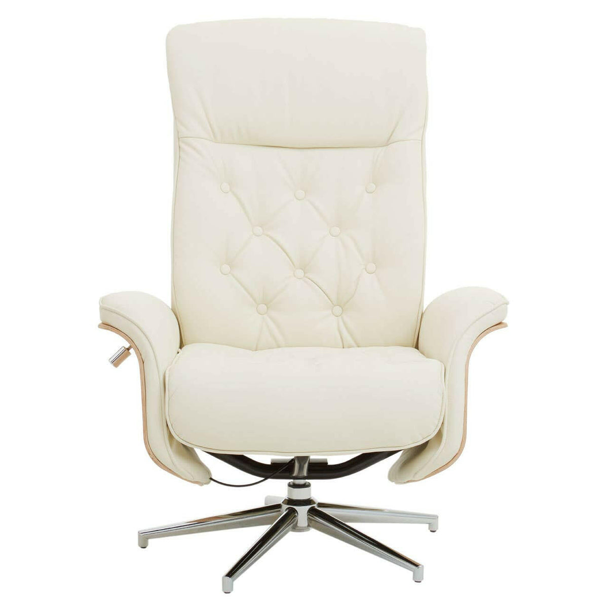 Warrington Ivory Leather Effect Recliner And Footstool.