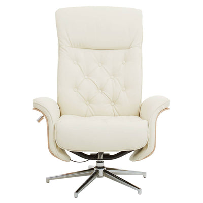 Noosa & Co. Living Warrington Ivory Leather Effect Recliner And Footstool House of Isabella UK