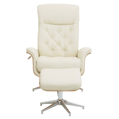 Noosa & Co. Living Warrington Ivory Leather Effect Recliner And Footstool House of Isabella UK