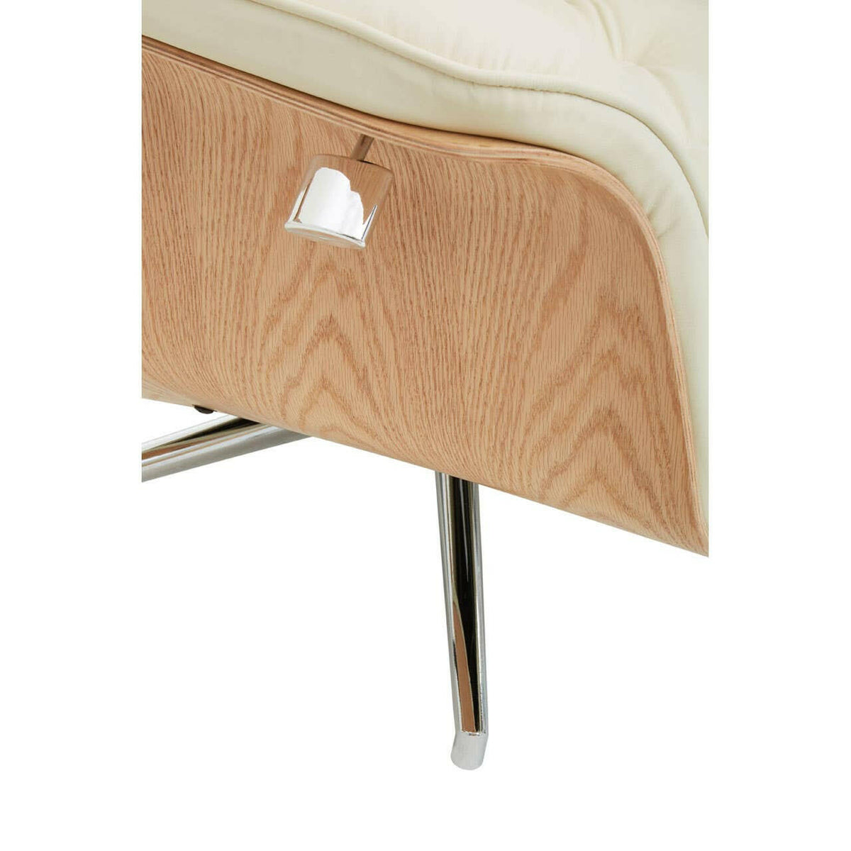 Warrington Ivory Leather Effect Recliner And Footstool.