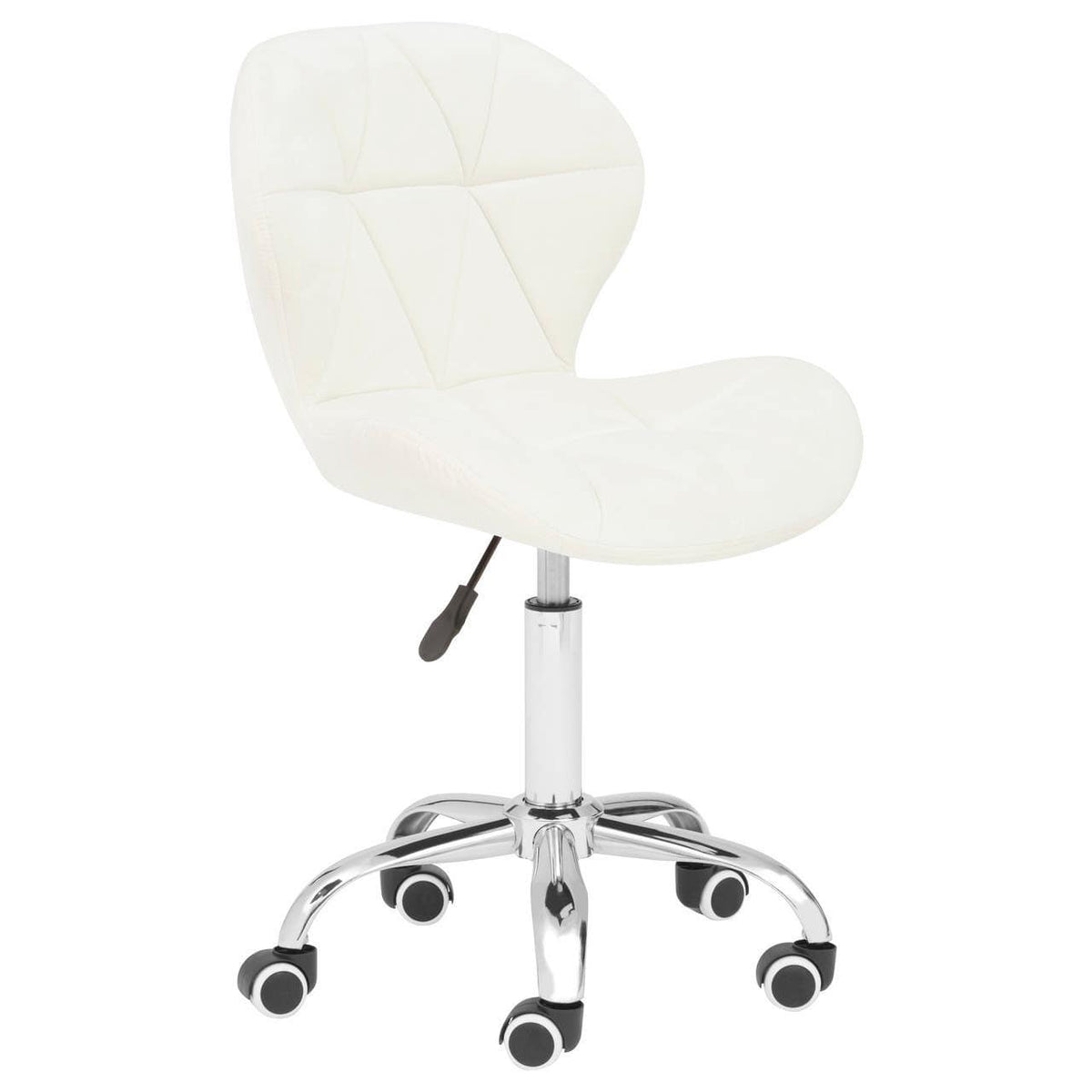 White Velvet Quilted Home Office Chair.