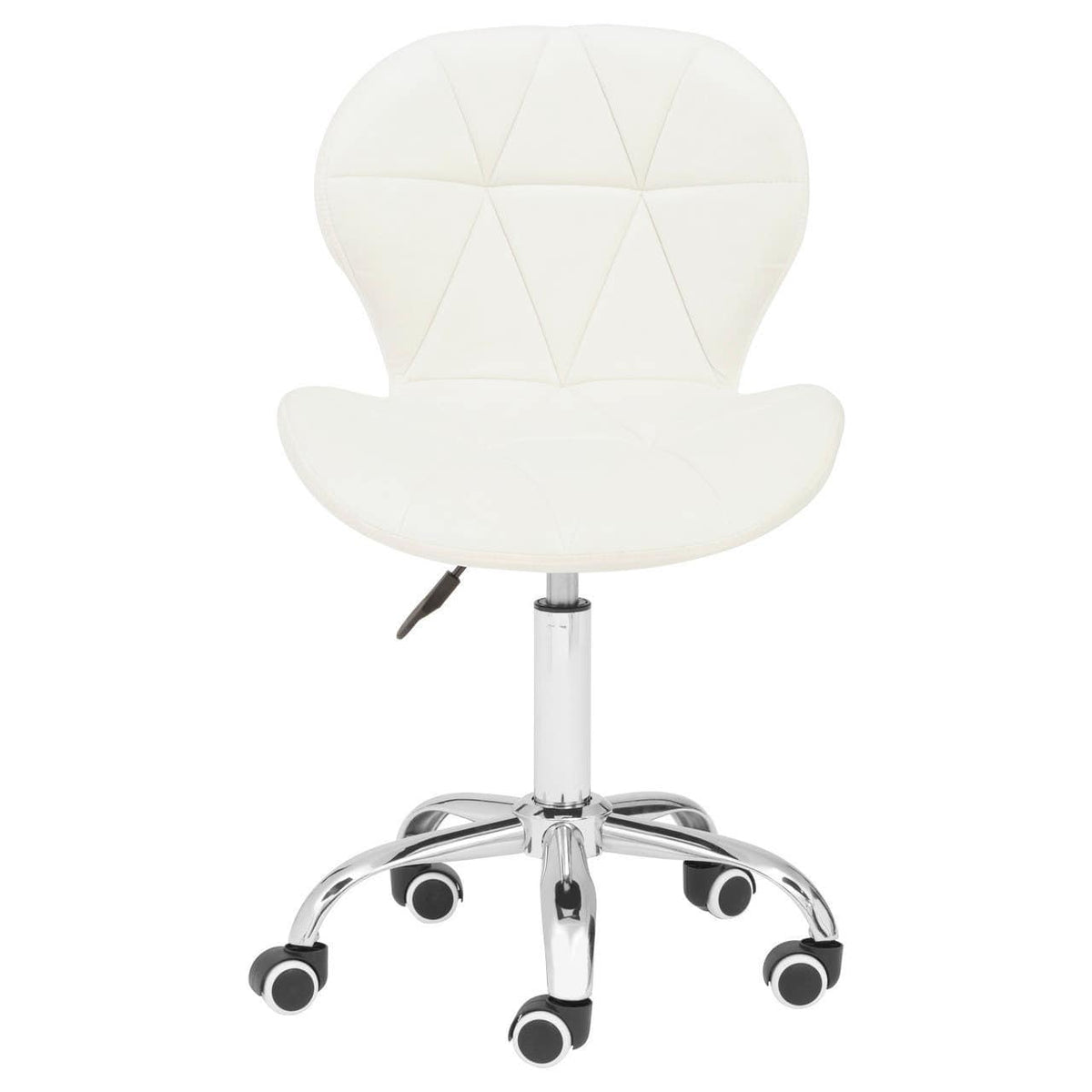 White Velvet Quilted Home Office Chair.