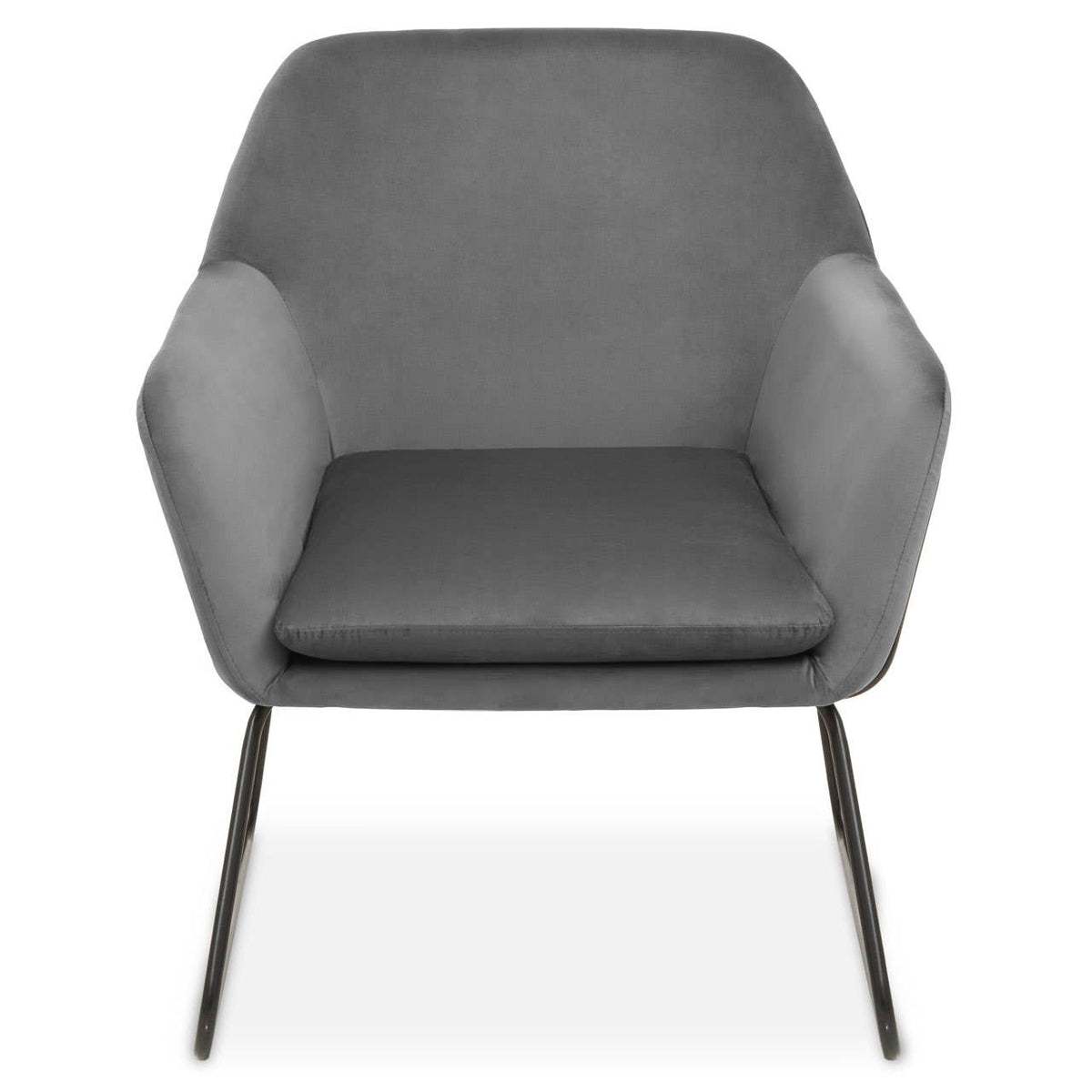 Xander Grey Velvet Black Frame Armchair.