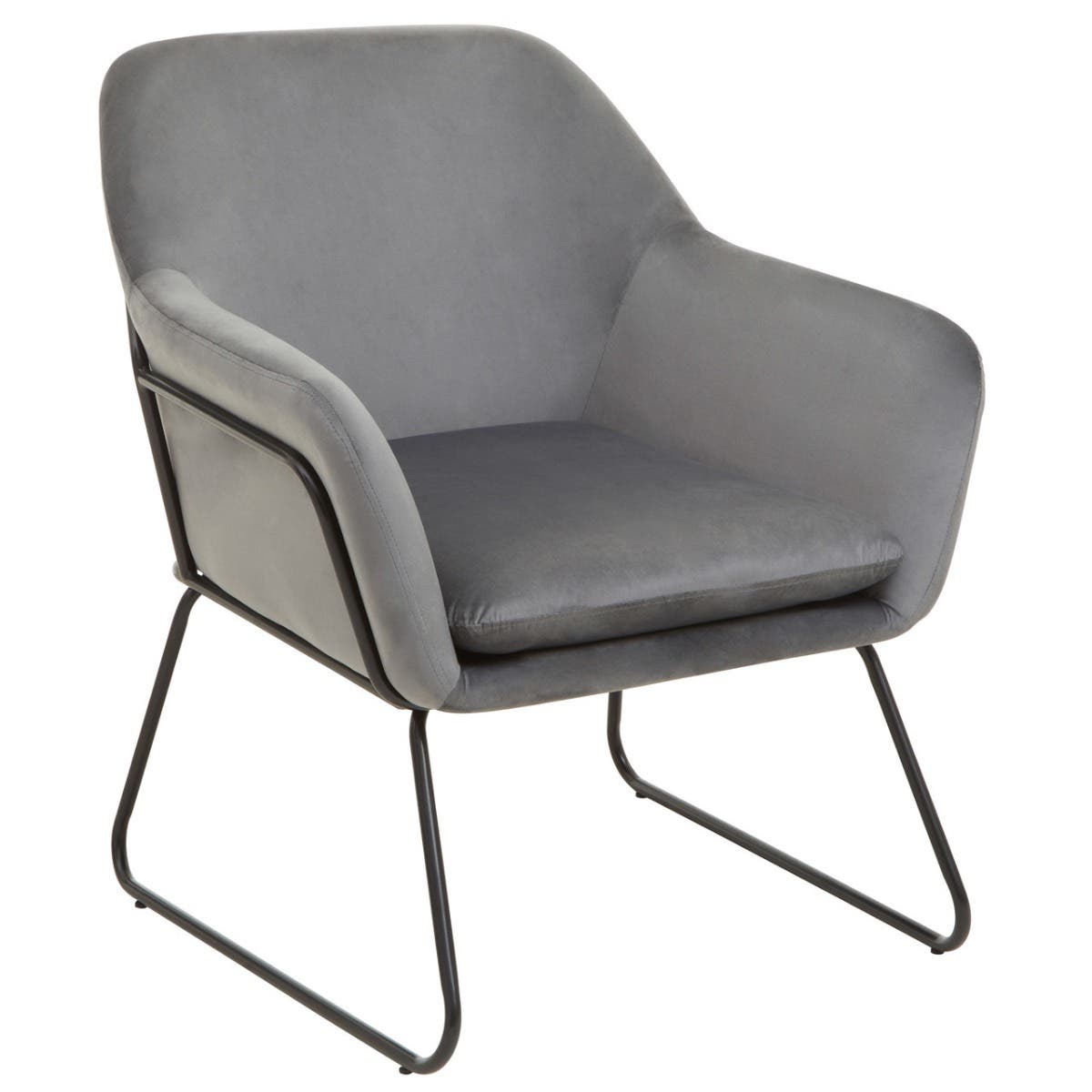 Noosa & Co. Living Xander Grey Velvet Black Frame Armchair House of Isabella UK