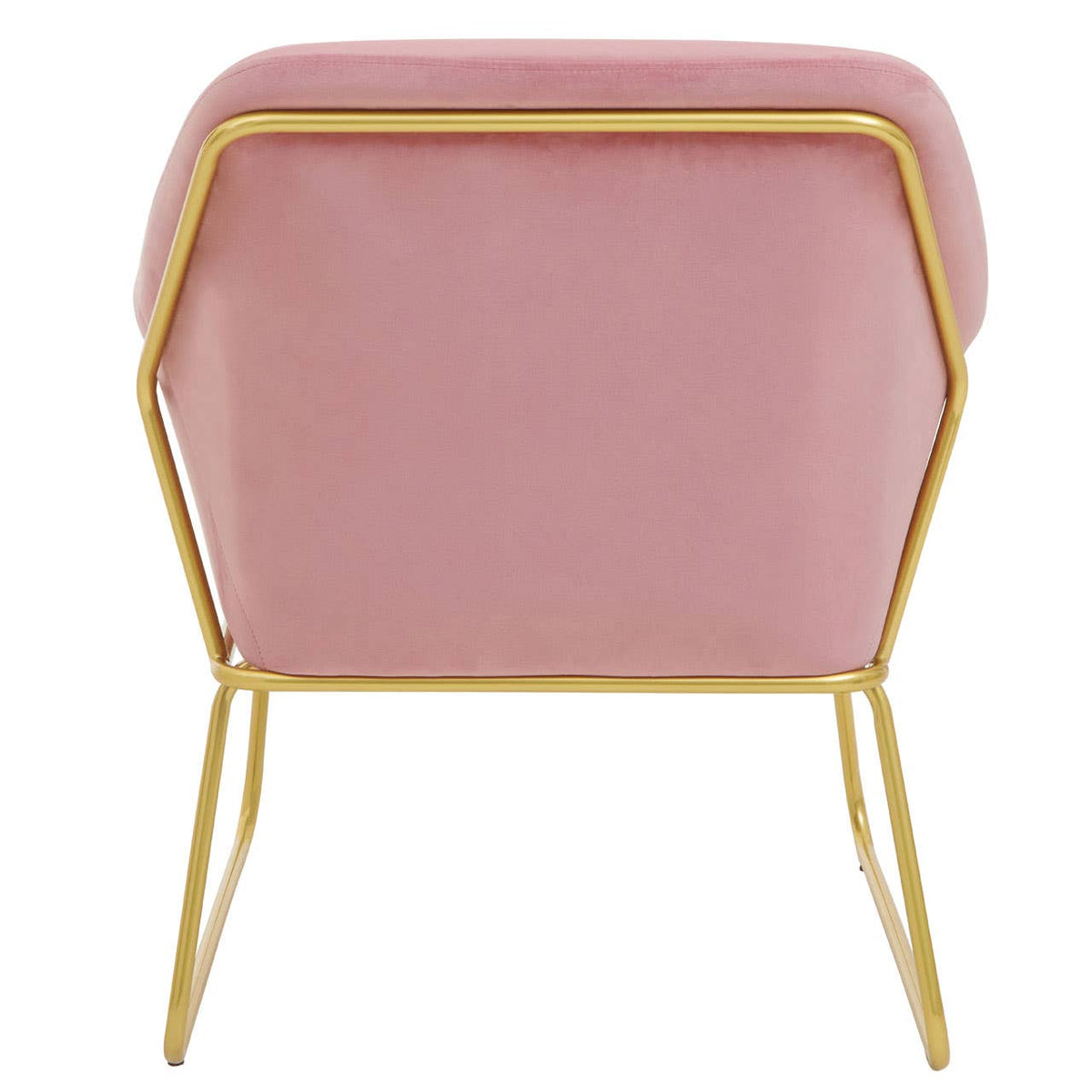 Xander Pink Velvet Bushed Gold Armchair.