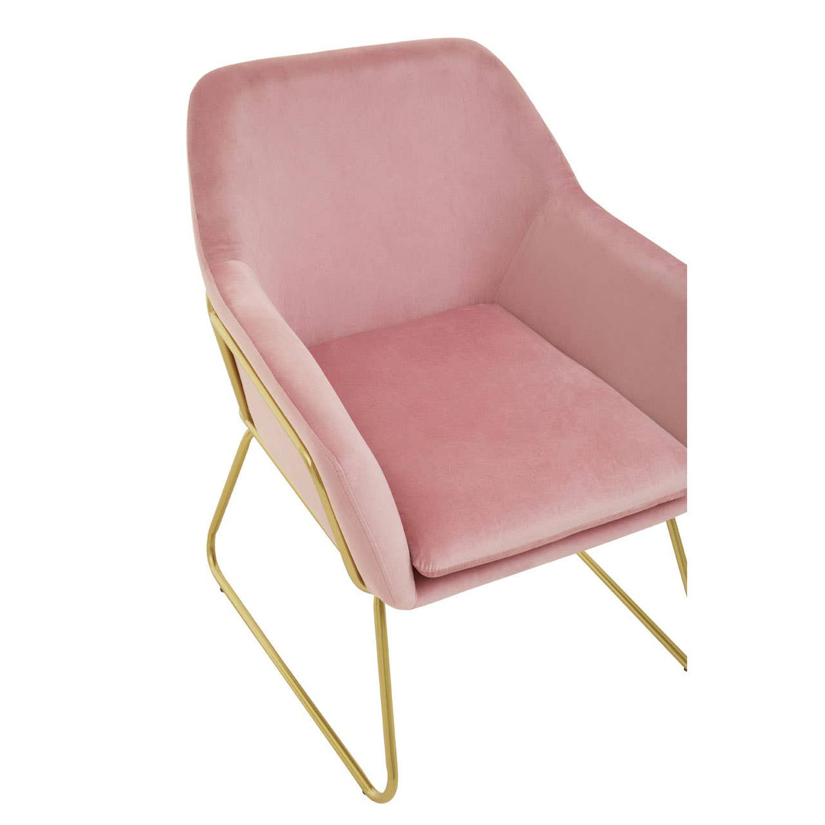 Xander Pink Velvet Bushed Gold Armchair.