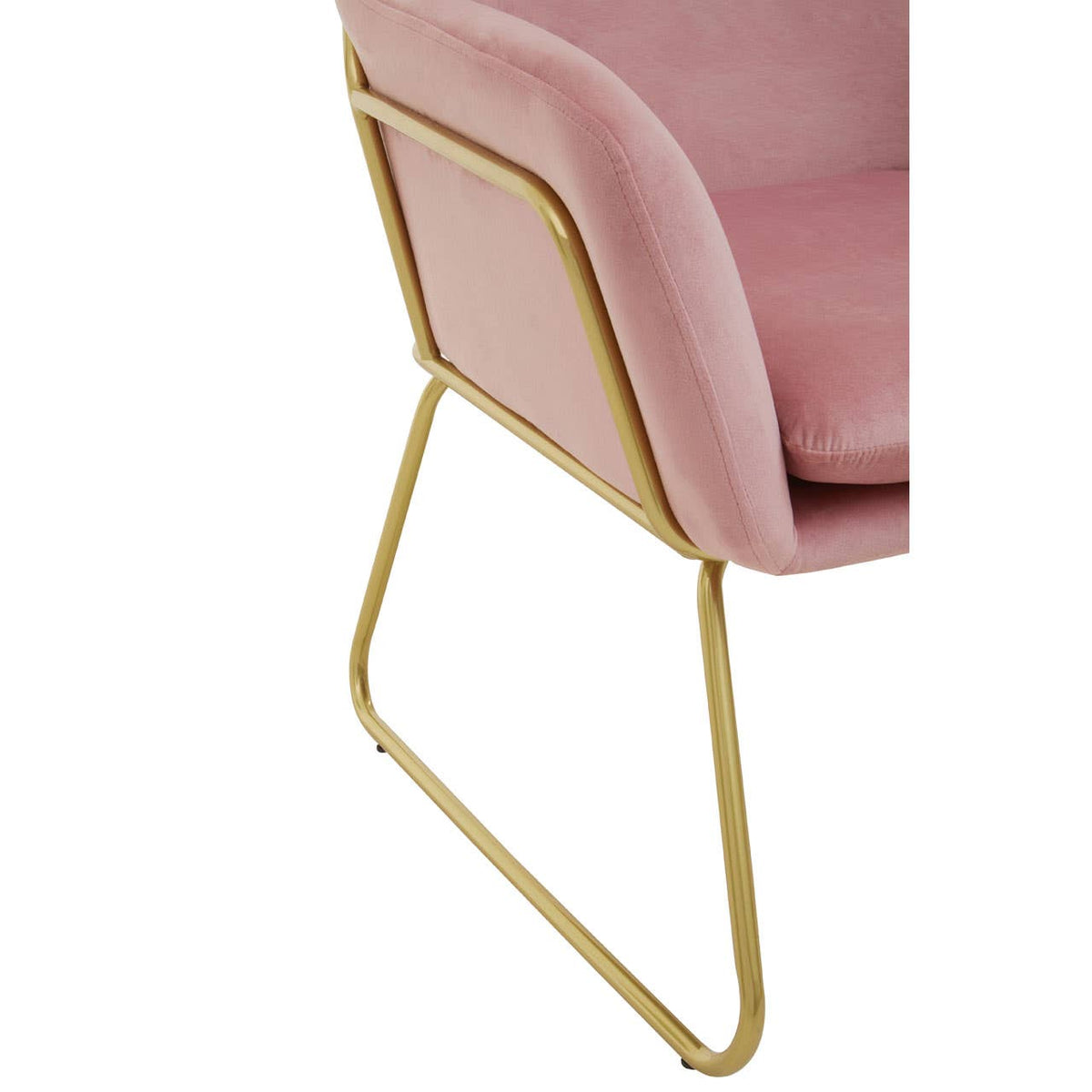 Xander Pink Velvet Bushed Gold Armchair.