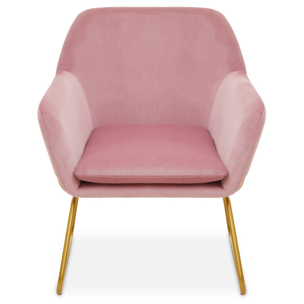 Xander Pink Velvet Powder Gold Armchair.