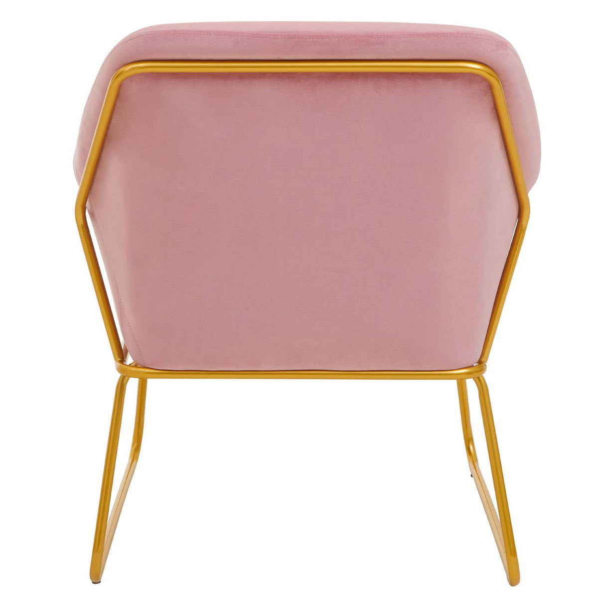 Xander Pink Velvet Powder Gold Armchair.