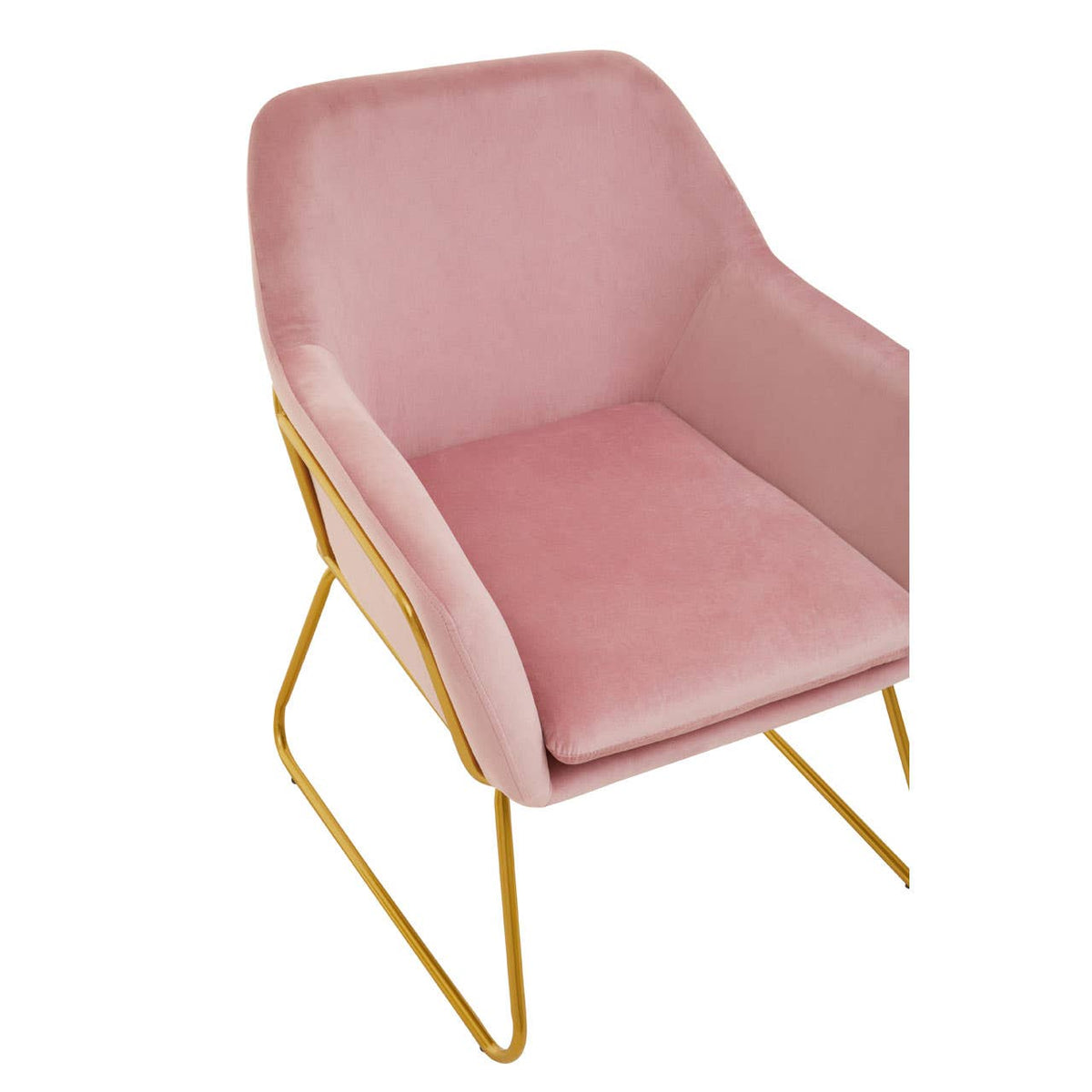 Xander Pink Velvet Powder Gold Armchair.