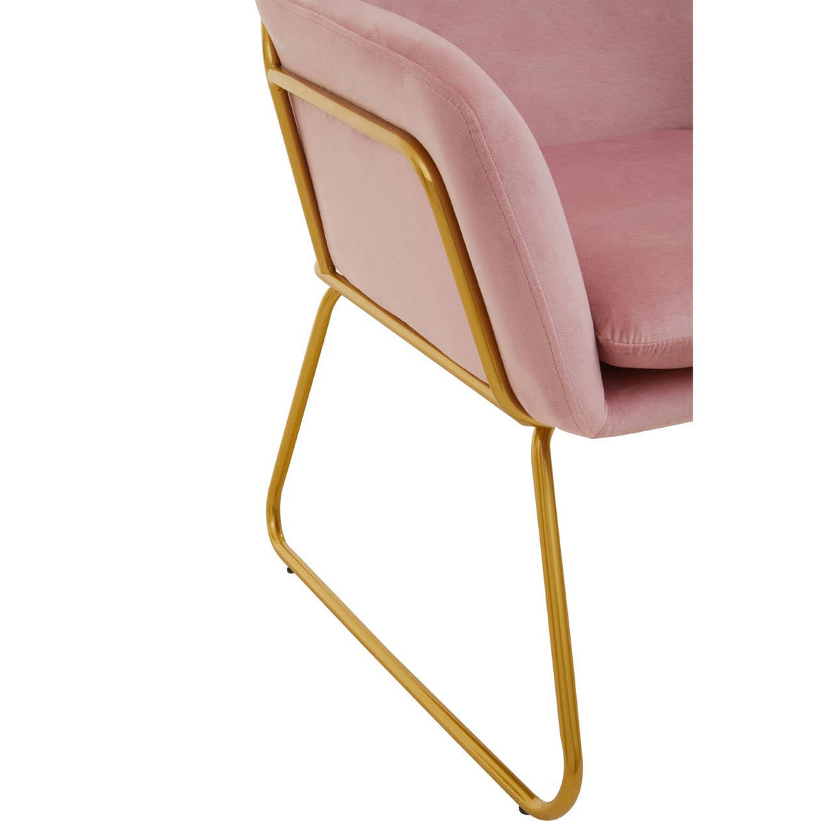 Xander Pink Velvet Powder Gold Armchair.
