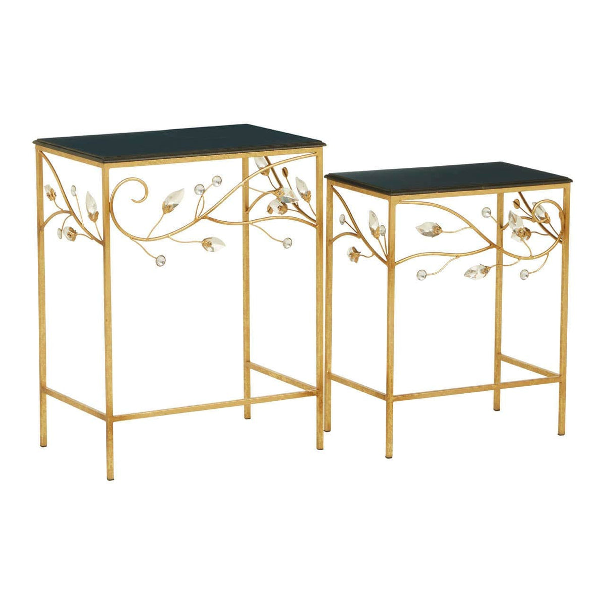 Yaxi Set Of 2 Tables With Black Wooden Top.