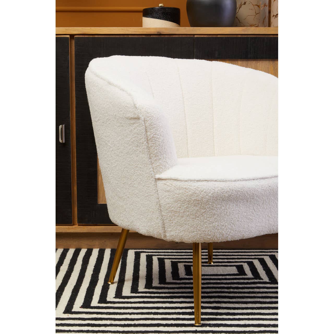 Noosa & Co. Living Yazmin Channel Armchair With Gold Finish Legs House of Isabella UK