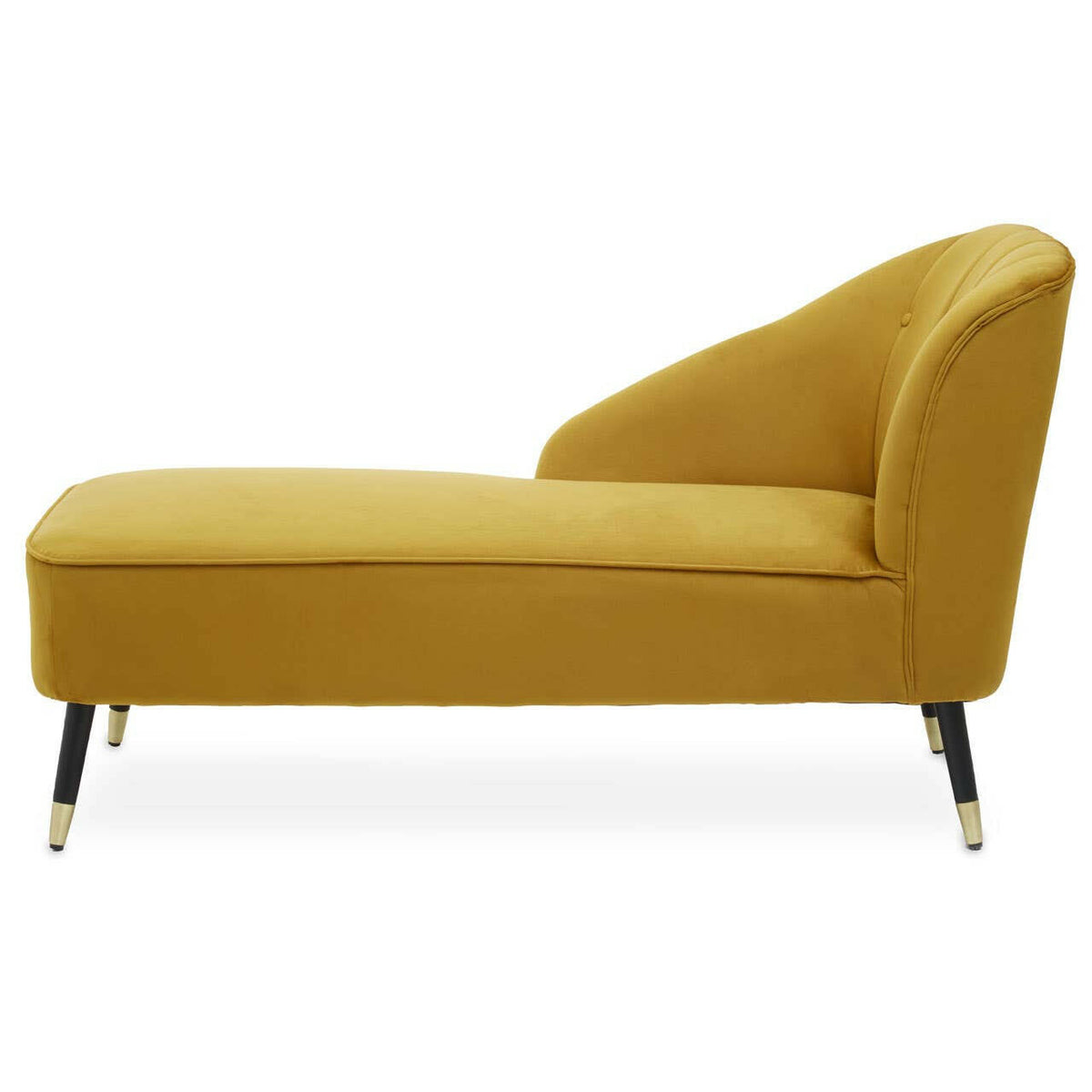 Yvette Mustard Velvet Chaise Lounge.