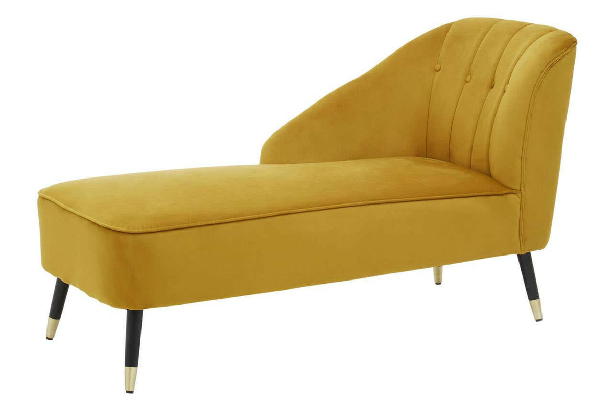 Yvette Mustard Velvet Chaise Lounge.