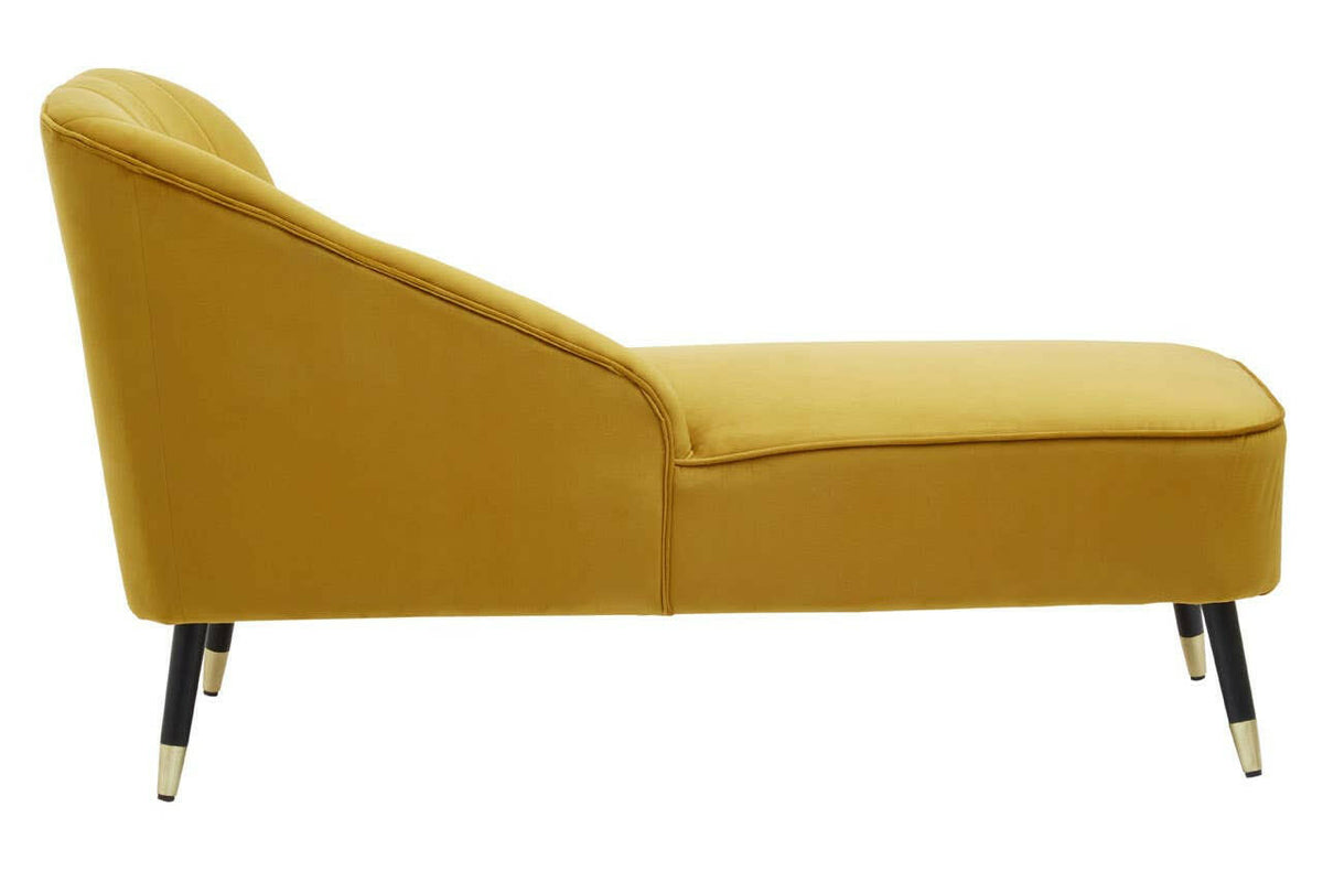 Yvette Mustard Velvet Chaise Lounge.