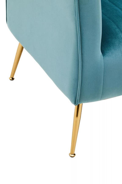 Noosa & Co. Living Zamora Green Velvet Accent Chair With Gold Finish Legs House of Isabella UK