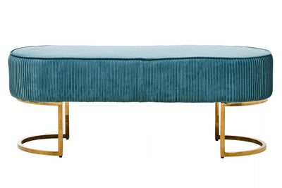 Noosa & Co. Living Zamora Green Velvet Ottoman Bench With Gold Finish Legs House of Isabella UK