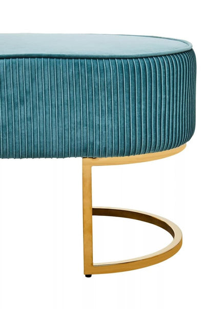 Noosa & Co. Living Zamora Green Velvet Ottoman Bench With Gold Finish Legs House of Isabella UK