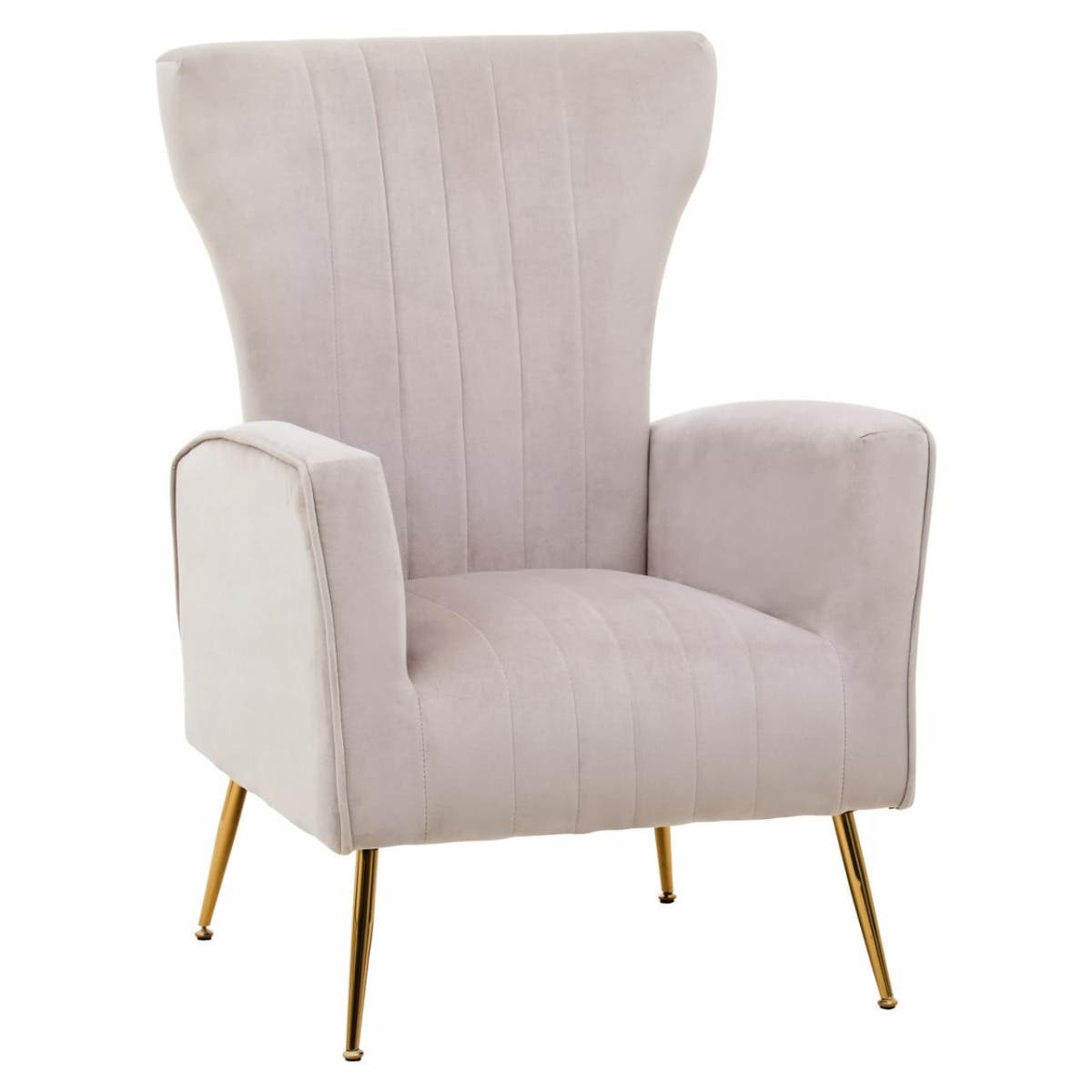 Noosa & Co. Living Zamora Mink Velvet Accent Chair With Gold Finish Legs House of Isabella UK