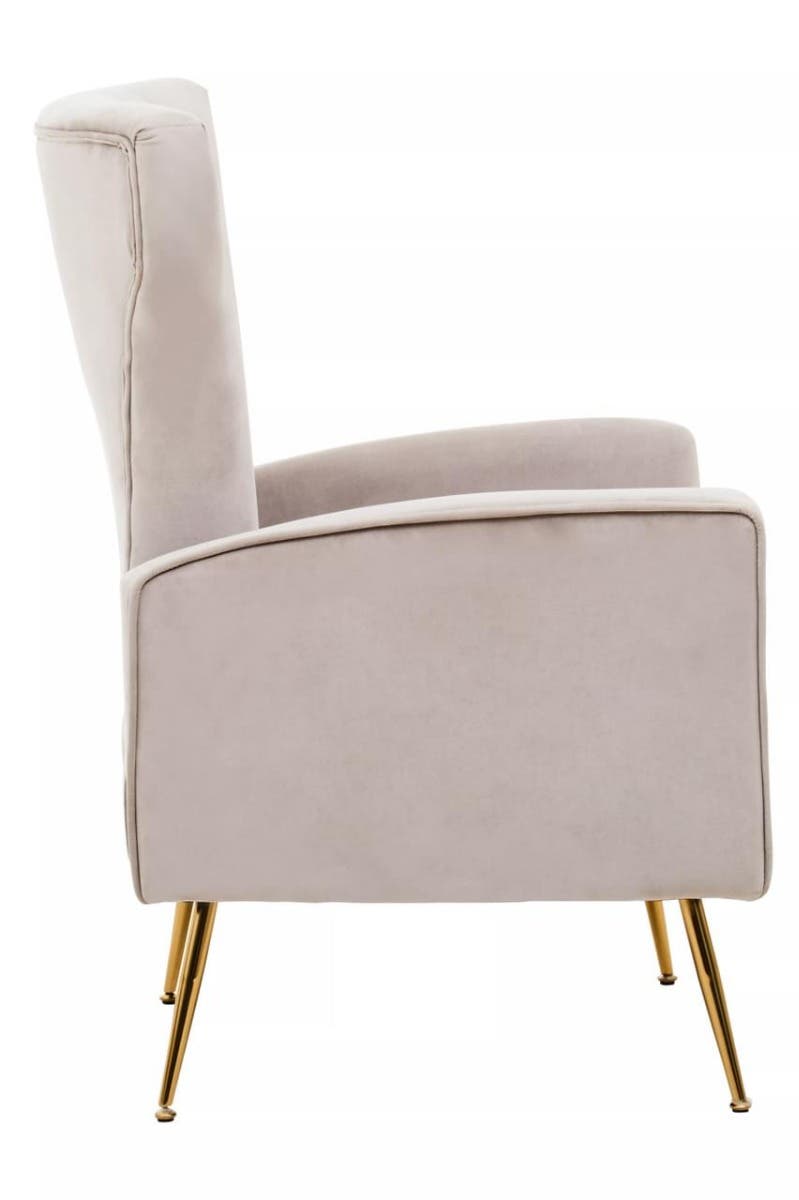 Zamora Mink Velvet Accent Chair With Gold Finish Legs.