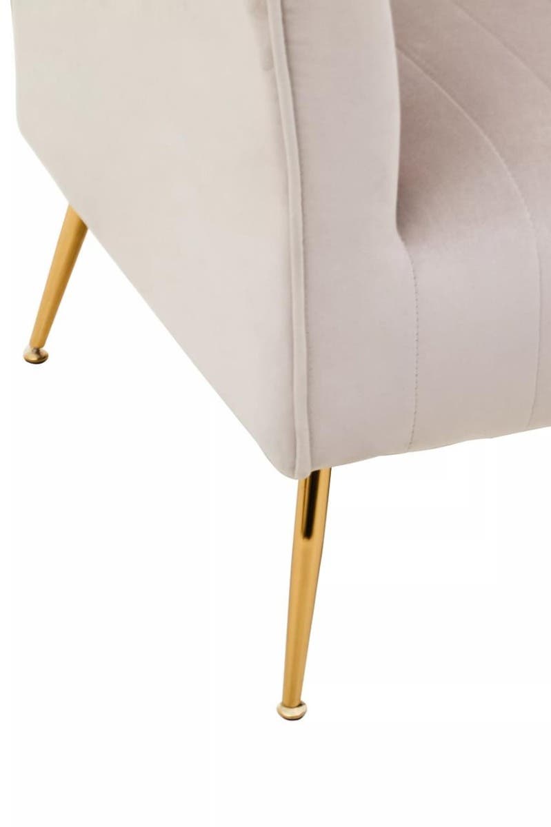 Noosa & Co. Living Zamora Mink Velvet Accent Chair With Gold Finish Legs House of Isabella UK