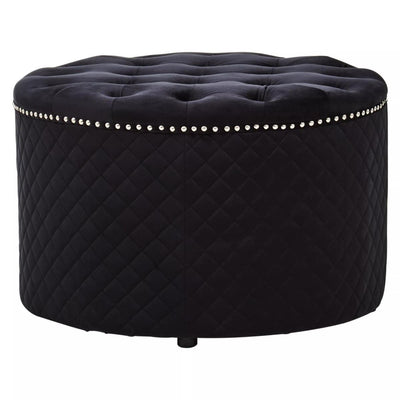 Noosa & Co. Living Zamora Round Black Velvet Ottoman House of Isabella UK