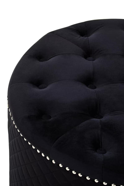 Noosa & Co. Living Zamora Round Black Velvet Ottoman House of Isabella UK