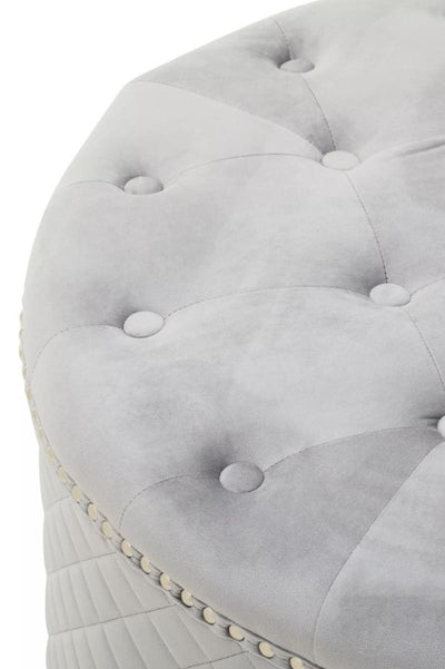 Noosa & Co. Living Zamora Round Grey Velvet Ottoman House of Isabella UK