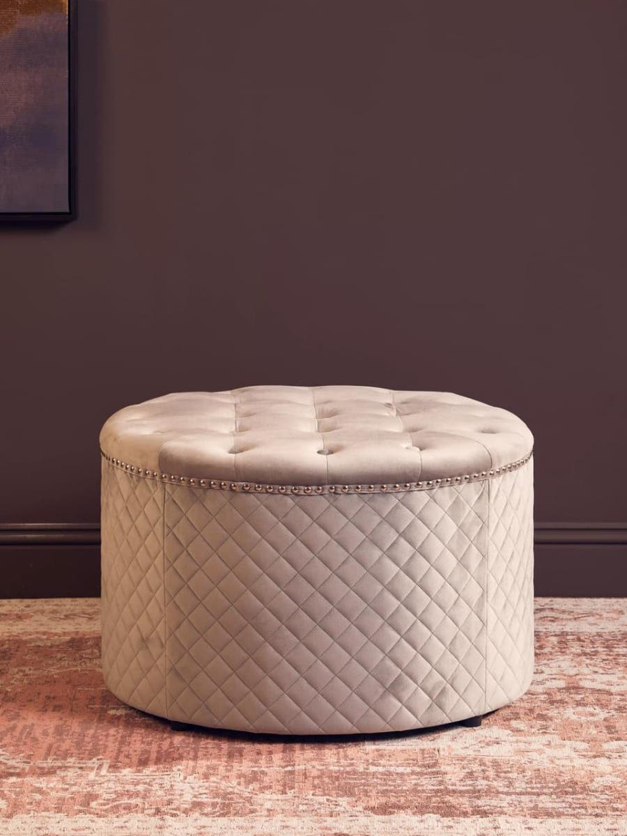 Noosa & Co. Living Zamora Round Grey Velvet Ottoman House of Isabella UK