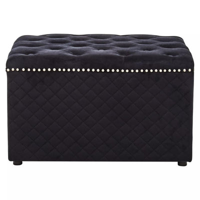 Noosa & Co. Living Zamora Square Black Velvet Ottoman House of Isabella UK