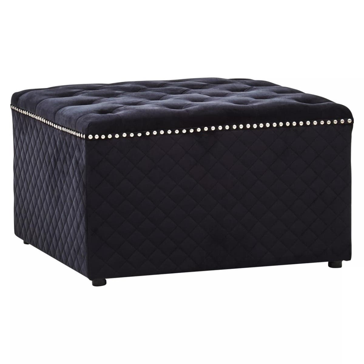 Noosa & Co. Living Zamora Square Black Velvet Ottoman House of Isabella UK