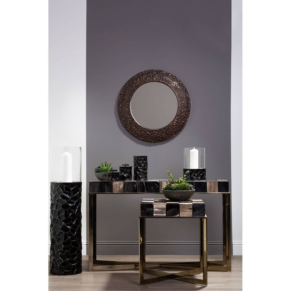 Noosa & Co. Mirrors Akola Copper Finish Round Wall Mirror House of Isabella UK