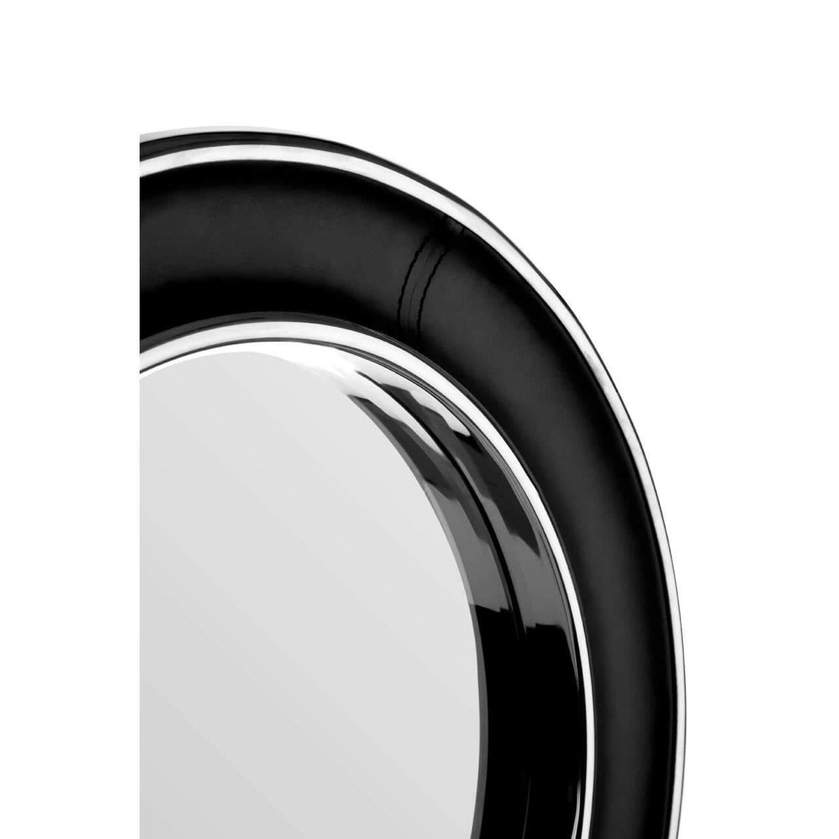 Churchill Black Genuine Leather Wide Rimwall Mirror.