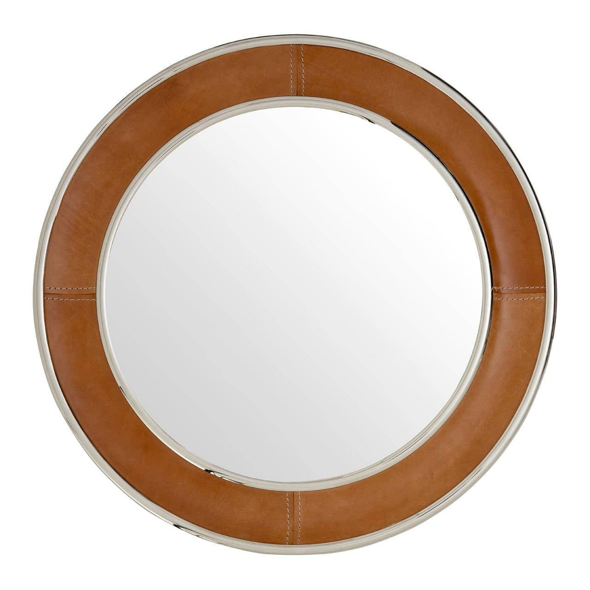 Noosa & Co. Mirrors Churchill Tan Genuine Leather Round Wall Mirror House of Isabella UK
