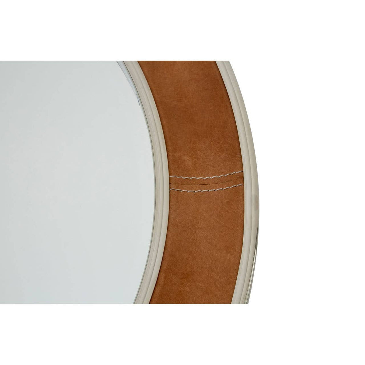 Noosa & Co. Mirrors Churchill Tan Genuine Leather Round Wall Mirror House of Isabella UK