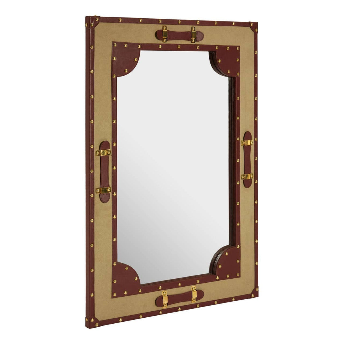 Noosa & Co. Mirrors Columbus Canvas And Leather Trim Wall Mirror House of Isabella UK