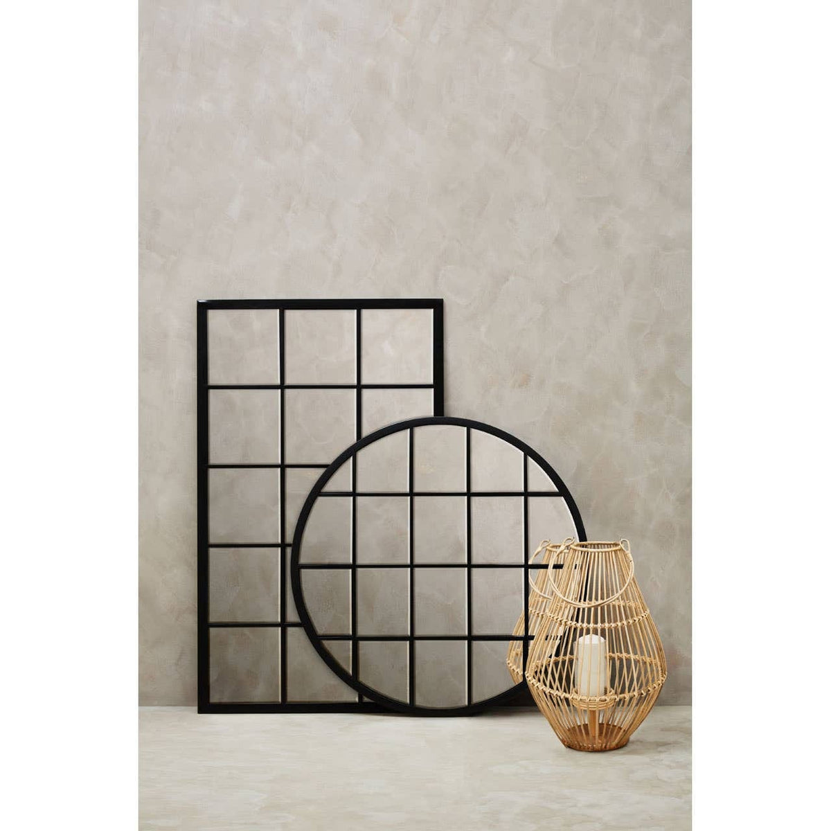 Noosa & Co. Mirrors Descartes Black Large Grid Wall Mirror House of Isabella UK