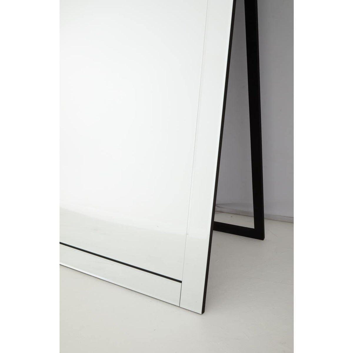 Floor Standing Mirror With Bevelled Edge.
