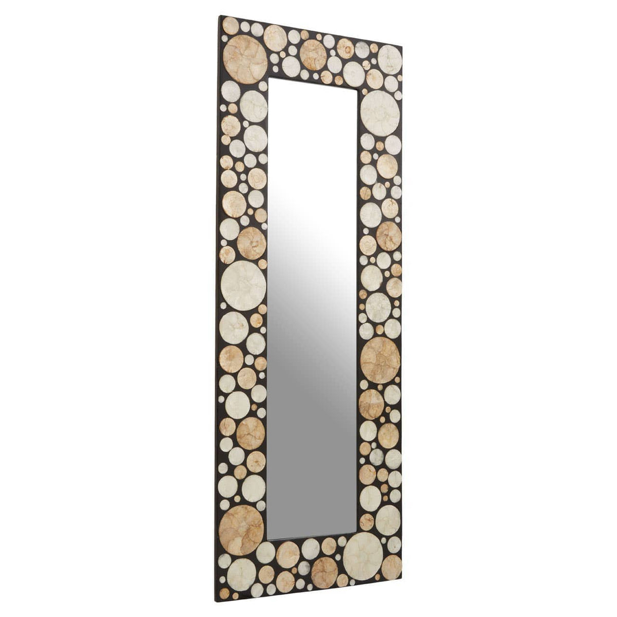 Noosa & Co. Mirrors Palu Rectangular Black Wall Mirror with Shell Inlay House of Isabella UK