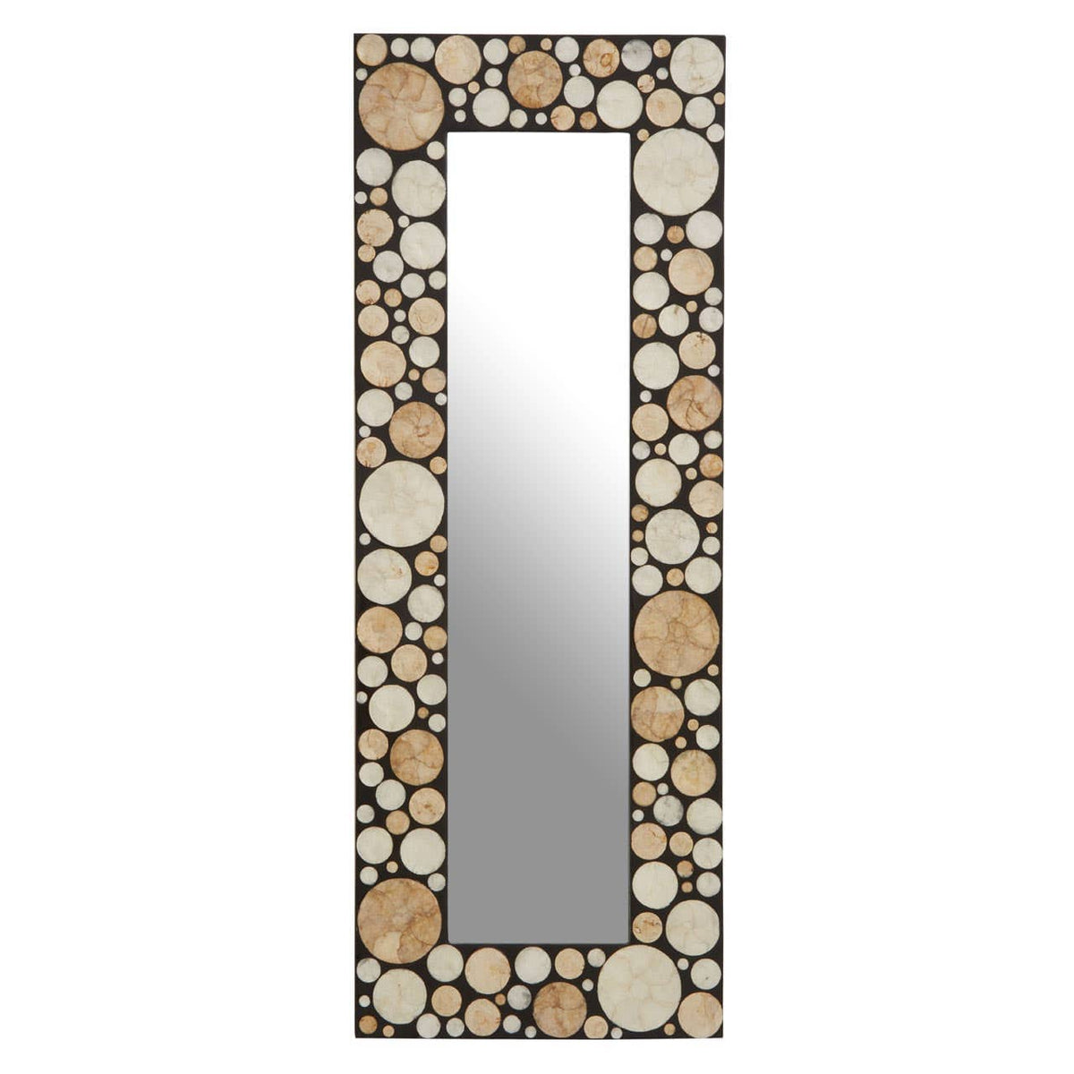 Noosa & Co. Mirrors Palu Rectangular Black Wall Mirror with Shell Inlay House of Isabella UK
