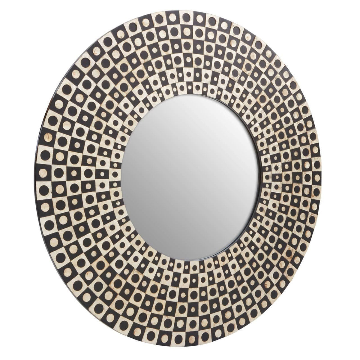 Noosa & Co. Mirrors Palu Round Black Wall Mirror with Shell Inlay House of Isabella UK