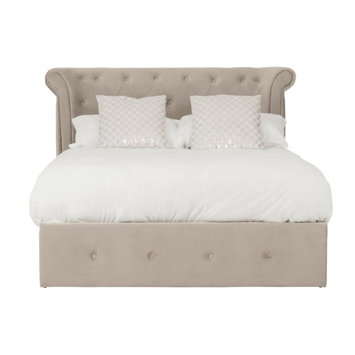 Edison Beige Double Ottoman Bed.