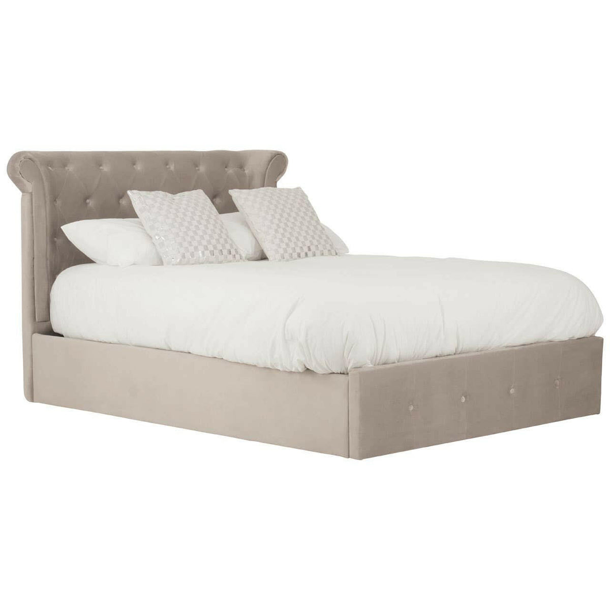 Edison Beige Double Ottoman Bed.