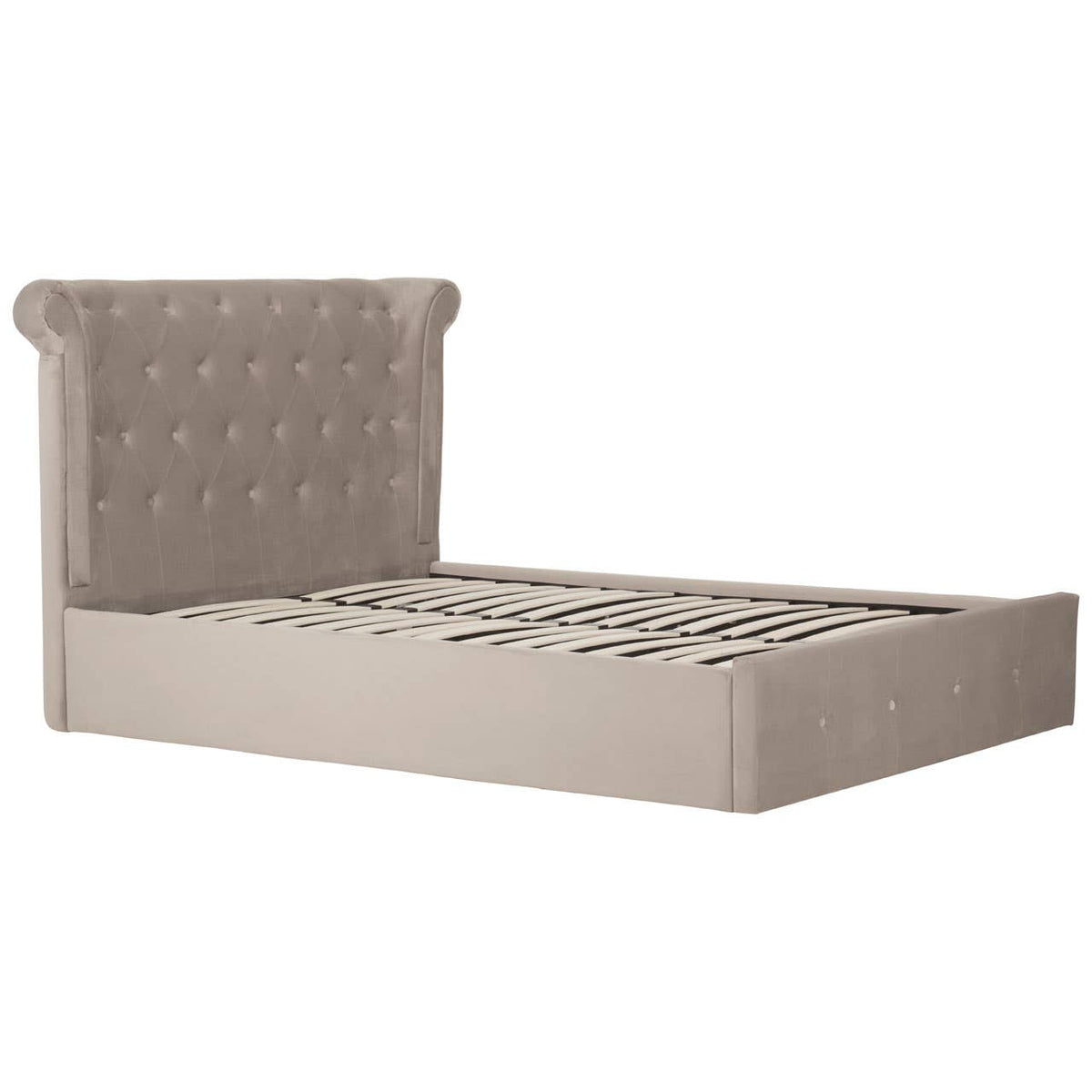 Edison Beige Double Ottoman Bed.