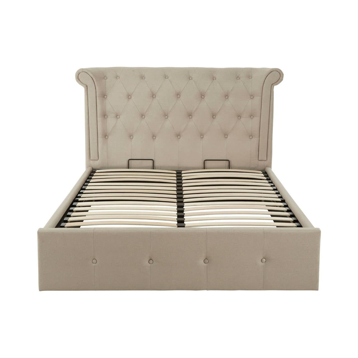 Edison Beige Double Ottoman Bed.