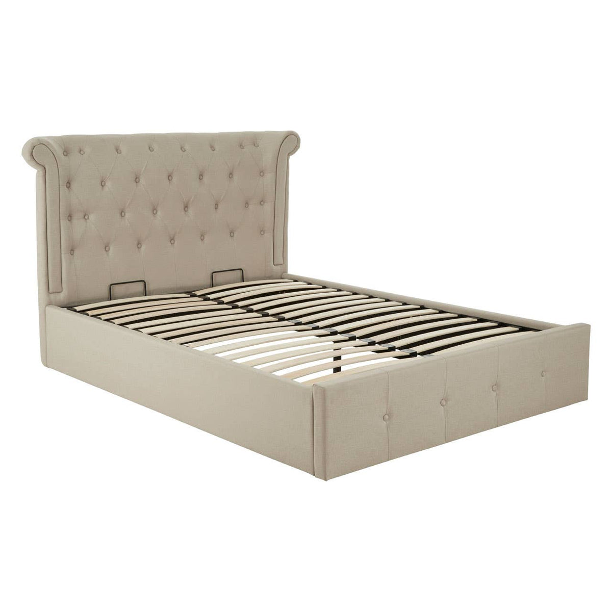 Edison Beige Double Ottoman Bed.