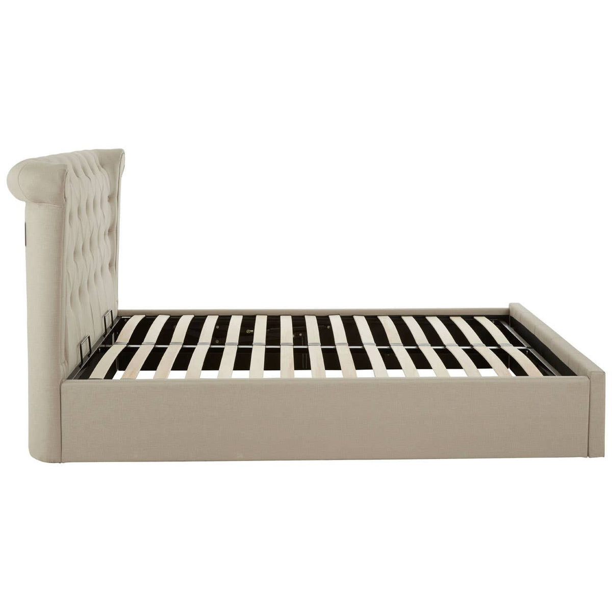 Edison Beige Double Ottoman Bed.