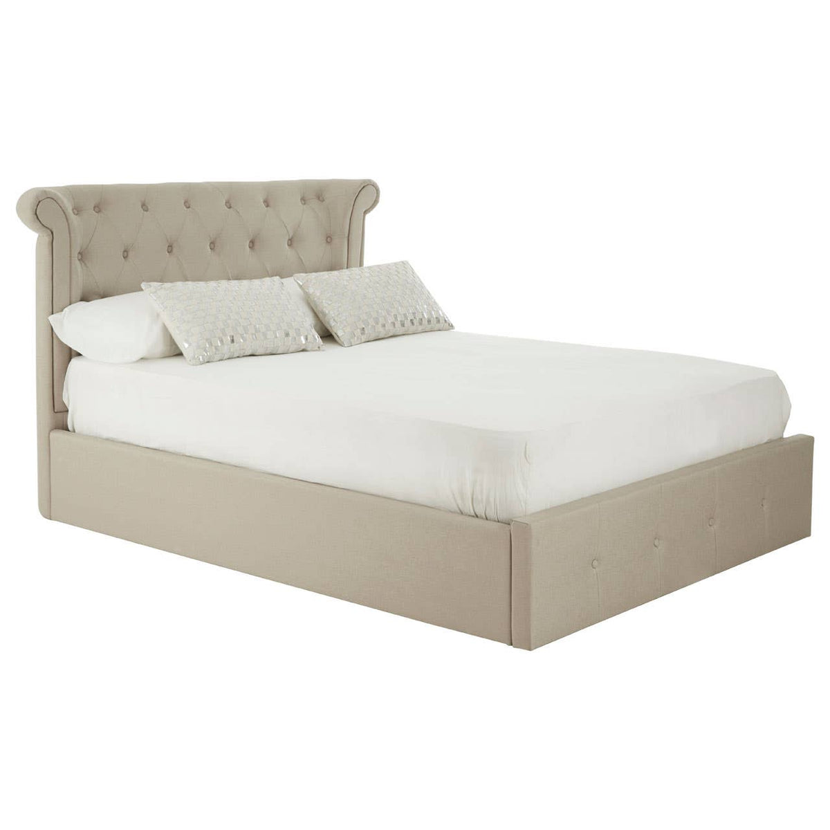 Edison Beige Double Ottoman Bed.