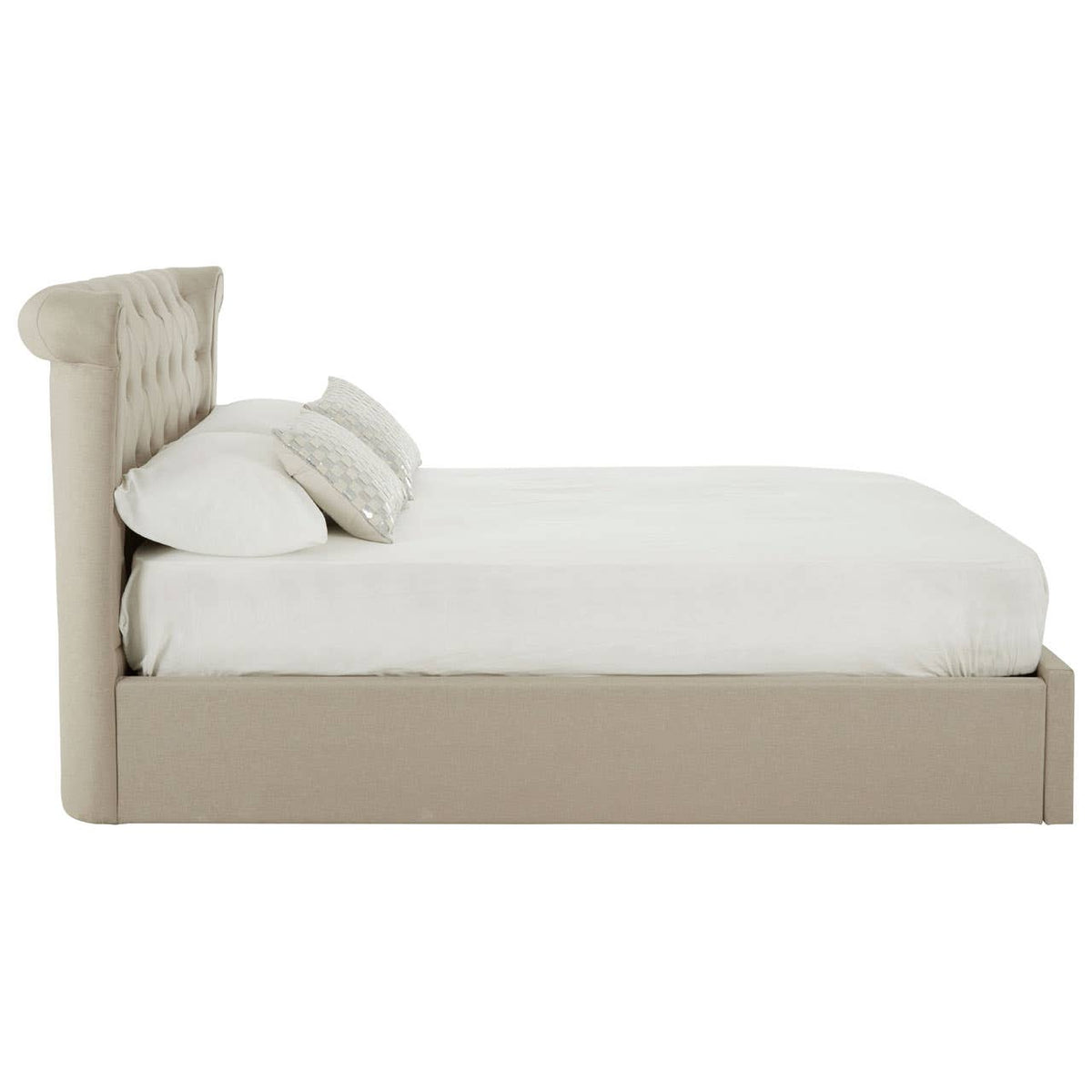 Edison Beige Double Ottoman Bed.